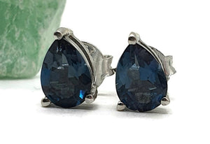 London Blue Topaz Studs, Sterling Silver, December Birthstone - GemzAustralia 