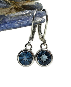 London Blue Topaz Earrings, 2 carats, Sterling Silver - GemzAustralia 