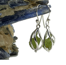 Load image into Gallery viewer, Raw Peridot Cage Earrings, Sterling Silver, August Birthstone - GemzAustralia 