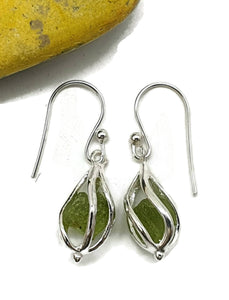 Raw Peridot Cage Earrings, Sterling Silver, August Birthstone - GemzAustralia 