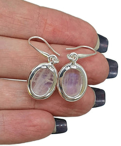 Rainbow Moonstone Earrings, Oval Shaped, Sterling Silver - GemzAustralia 