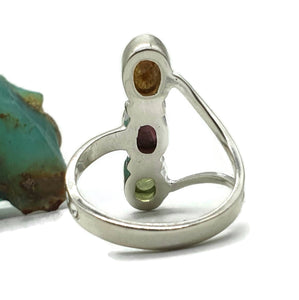 Three Stone Tourmaline Ring, Size 8, Sterling Silver - GemzAustralia 