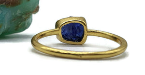 Blue Sapphire Ring, Size 9, Sterling Silver, 14K Gold plated - GemzAustralia 