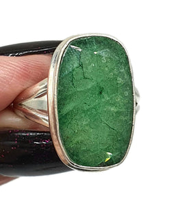 Emerald Ring, Size 8.75, Sterling Silver, Rectangle Shaped - GemzAustralia 