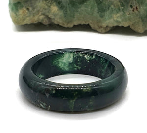 Deep Green Jasper Ring, Size 6.75, Solid Jasper Band - GemzAustralia 