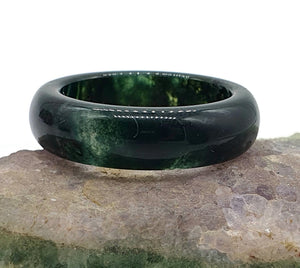 Deep Green Jasper Ring, Size 6.75, Solid Jasper Band - GemzAustralia 