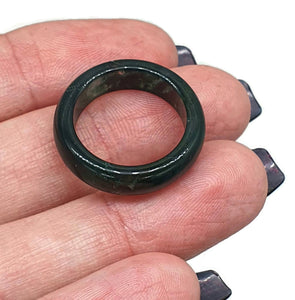 Deep Green Jasper Ring, Size 6.75, Solid Jasper Band - GemzAustralia 