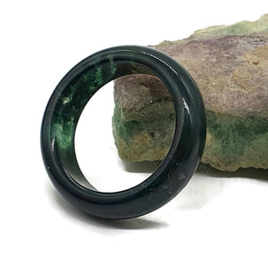 Deep Green Jasper Ring, Size 6.75, Solid Jasper Band - GemzAustralia 