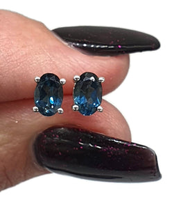 London Blue Topaz Studs, 1.4 carats, Sterling Silver - GemzAustralia 