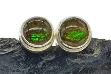 Load image into Gallery viewer, Ammolite Studs, Sterling Silver, Round Shaped, Fossilized Shells - GemzAustralia 