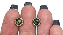 Load image into Gallery viewer, Ammolite Studs, Sterling Silver, Round Shaped, Fossilized Shells - GemzAustralia 