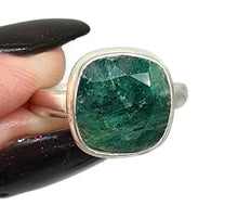 Load image into Gallery viewer, Emerald Ring, Size 7.75, Sterling Silver, Square Shaped, May Birthstone - GemzAustralia 