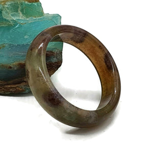 Purple, Green & Brown Jasper Ring, Size 9.5, Solid Jasper Band - GemzAustralia 