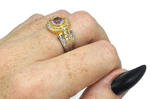 Amethyst Ring, size 7.25, Sterling Silver, Two Tone - GemzAustralia 