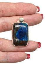 Load image into Gallery viewer, Shattuckite Pendant, Vivid Blue &amp; Brown Colours, Sterling Silver - GemzAustralia 