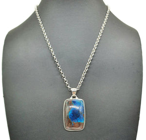 Shattuckite Pendant, Vivid Blue & Brown Colours, Sterling Silver - GemzAustralia 