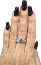 Load image into Gallery viewer, Amethyst Ring, size 6.75, Sterling Silver, Round Brilliant Cut - GemzAustralia 
