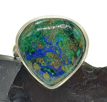 Load image into Gallery viewer, Azurite Malachite Ring, Size 8.25, Sterling Silver, Green Blue Gem - GemzAustralia 