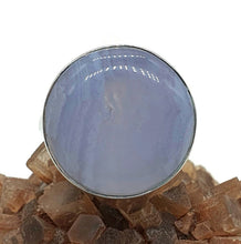 Load image into Gallery viewer, Blue Lace Agate Ring, Size 9, Sterling Silver, Round Shape - GemzAustralia 