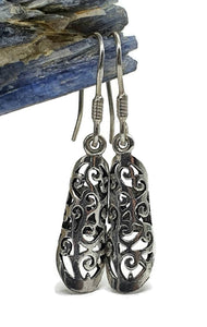 3D Filigree Tube Earrings, Sterling Silver, Intricate Filigree Design - GemzAustralia 