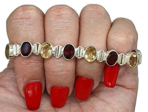 Citrine & Garnet Bracelet,  925 Sterling Silver, November and January Birthstones - GemzAustralia 