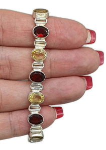 Citrine & Garnet Bracelet,  925 Sterling Silver, November and January Birthstones - GemzAustralia 