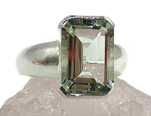 Prasiolite Ring, Emerald Faceted, 4 sizes, Green Amethyst - GemzAustralia 