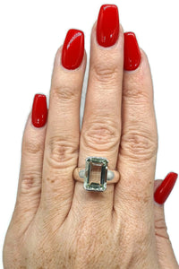 Prasiolite Ring, Emerald Faceted, 4 sizes, Green Amethyst - GemzAustralia 