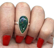 Load image into Gallery viewer, Azurite Malachite Ring, Size 8, Sterling Silver, Long Pear Shaped - GemzAustralia 