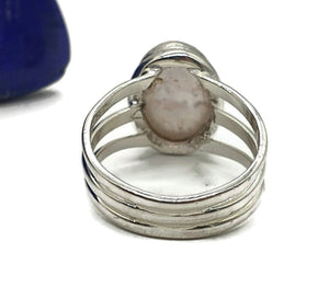 Rose Quartz Ring, Size 8.5, Sterling Silver, Oval Shaped, Love Stone - GemzAustralia 