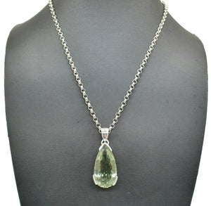 Prasiolite Pendant, Green Amethyst Gemstone, 28 carats, Sterling Silver - GemzAustralia 