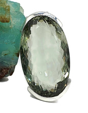 Load image into Gallery viewer, Green AMETHYST Pendant, 30 carats, Long Oval Stone, Sterling Silver - GemzAustralia 