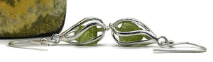 Raw Peridot Cage Earrings, Sterling Silver, August Birthstone - GemzAustralia 
