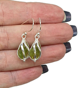 Raw Peridot Cage Earrings, Sterling Silver, August Birthstone - GemzAustralia 