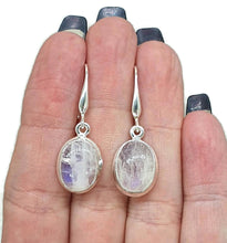 Load image into Gallery viewer, Rainbow Moonstone Earrings, Oval Shaped, Sterling Silver - GemzAustralia 