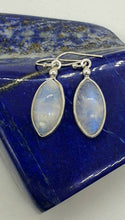 Load image into Gallery viewer, Blue Sheen Rainbow Moonstone Earrings, Marquise Shaped - GemzAustralia 