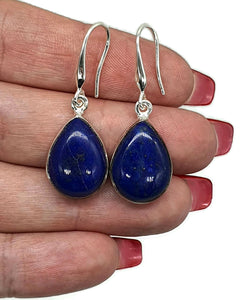 Lapis Lazuli Earrings, Sterling Silver, Pear Shaped, Protection Stone - GemzAustralia 