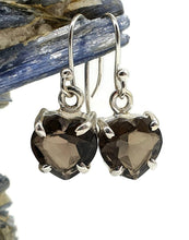 Load image into Gallery viewer, Amethyst or Smoky Quartz Heart Earrings, Sterling Silver, 4.5 carats - GemzAustralia 