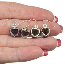 Load image into Gallery viewer, Amethyst or Smoky Quartz Heart Earrings, Sterling Silver, 4.5 carats - GemzAustralia 
