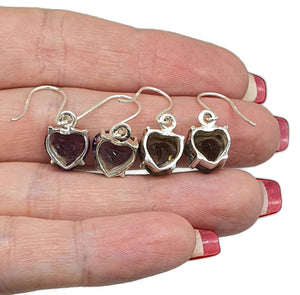 Amethyst or Smoky Quartz Heart Earrings, Sterling Silver, 4.5 carats - GemzAustralia 