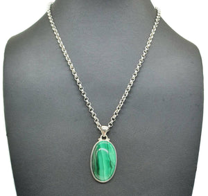 Malachite Pendant, Sterling Silver, Scorpio Gemstone, Deep Green Gem - GemzAustralia 