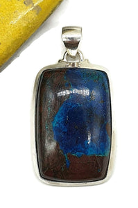 Shattuckite Pendant, Vivid Blue & Brown Colours, Sterling Silver - GemzAustralia 