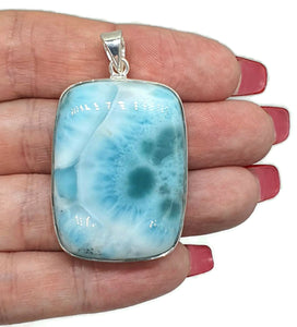 Massive Rectangle Larimar Pendant, Dolphin Stone, Stone of Atlantis - GemzAustralia 