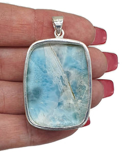 Massive Rectangle Larimar Pendant, Dolphin Stone, Stone of Atlantis - GemzAustralia 