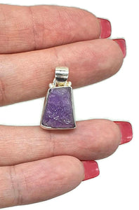 Raw Amethyst Pendant, Sterling Silver, February Birthstone - GemzAustralia 