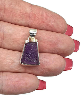 Raw Amethyst Pendant, Sterling Silver, February Birthstone - GemzAustralia 