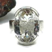 Load image into Gallery viewer, Oval Clear Quartz Ring, Size 7.75, Sterling Silver, 13 carats - GemzAustralia 