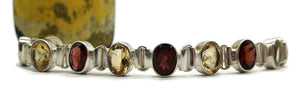 Citrine & Garnet Bracelet,  925 Sterling Silver, November and January Birthstones - GemzAustralia 