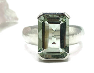 Prasiolite Ring, Emerald Faceted, 4 sizes, Green Amethyst - GemzAustralia 