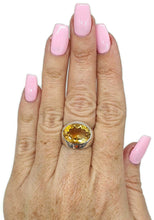 Load image into Gallery viewer, Citrine Ring, Size 6.75, Sterling Silver, Oval Faceted, Natural - GemzAustralia 